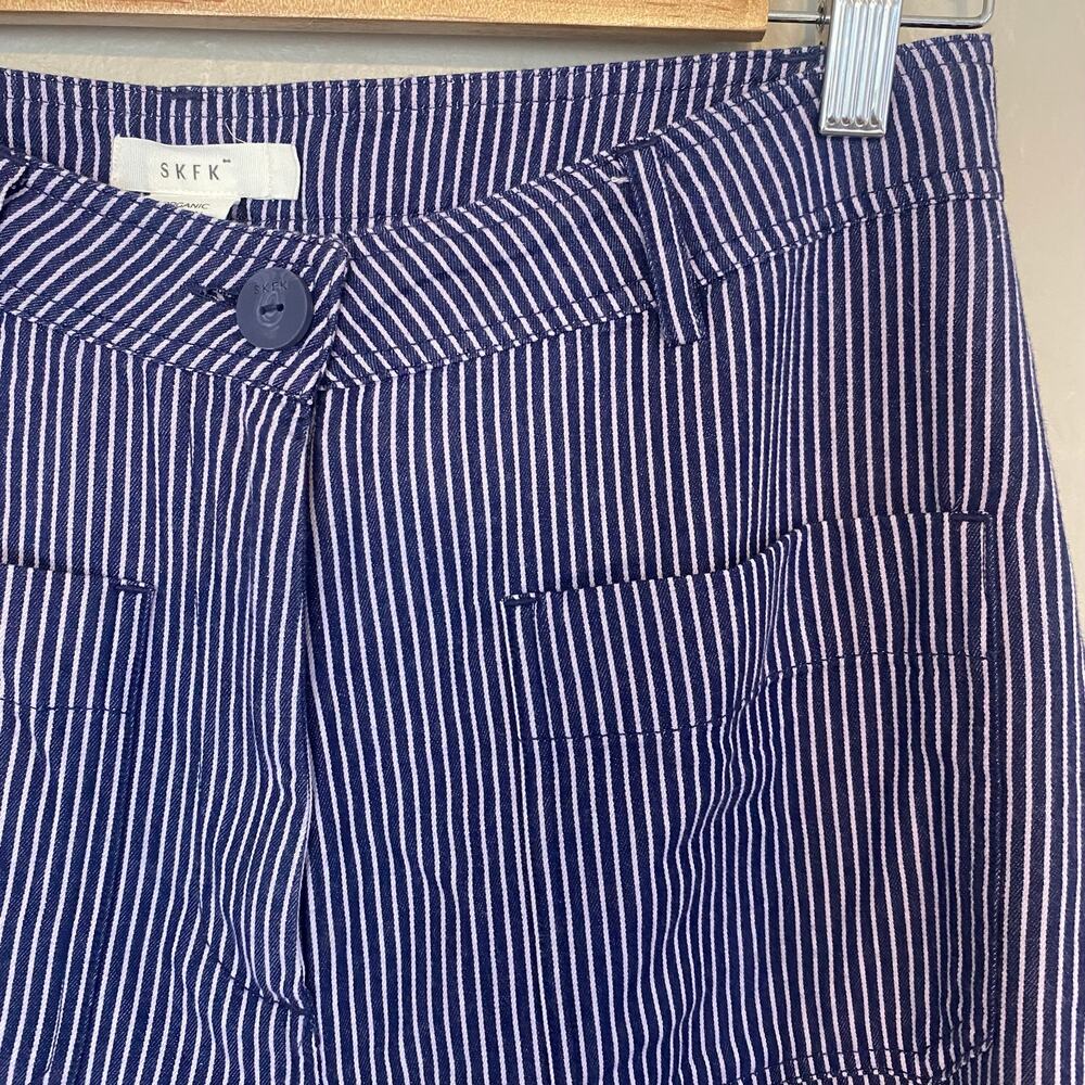 SKFK Mariartze Cropped Culottes Pants Womens Sz 6 8 Organic Cotton Striped - Picture 4 of 7